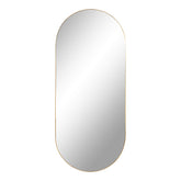 Blanc - Miroir ovale - aspect laiton - acier - 35x80 cm
